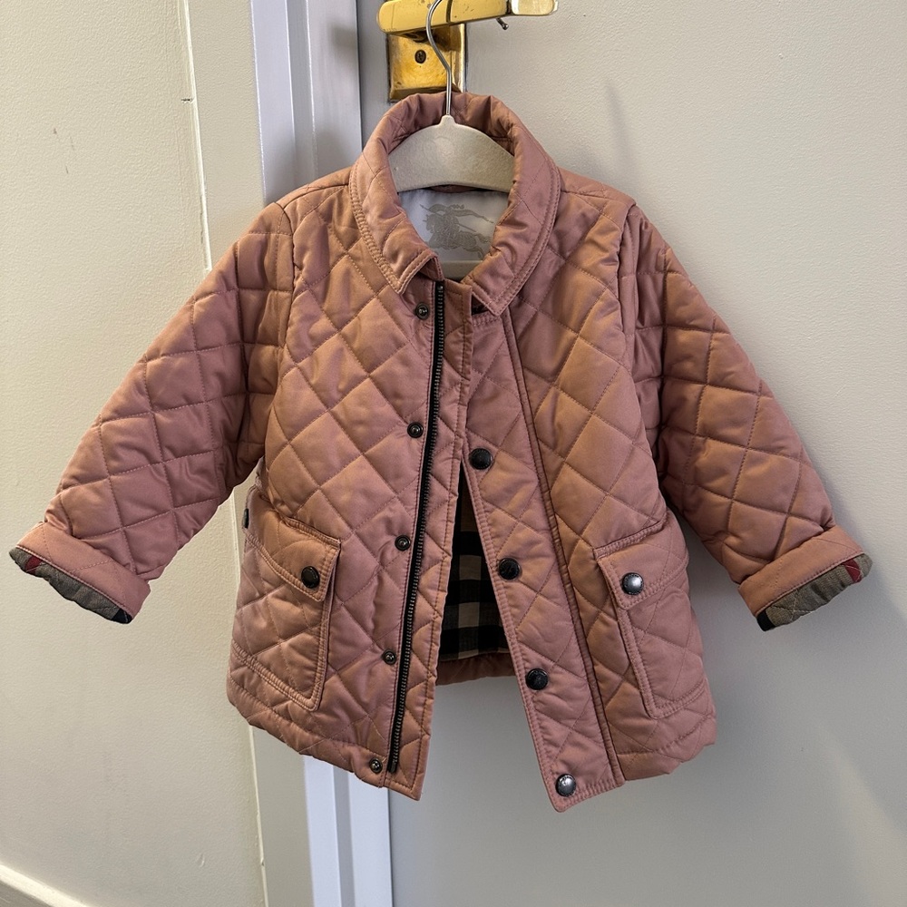Pink Burberry Girls Coat